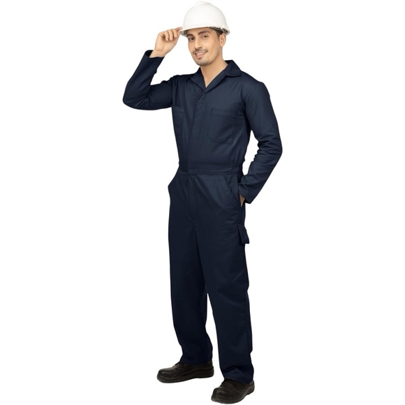 Men’S Twill Long Sleeve Coverall Utility Work Wear Sz L - Picture 3 of 7